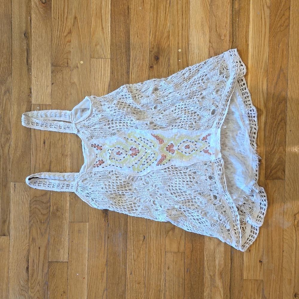 Free People White Lace Top